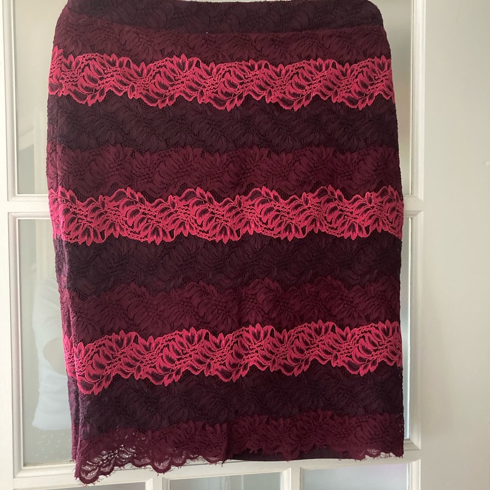 Banana Republic Red and Pink Embellished Pencil Skirt